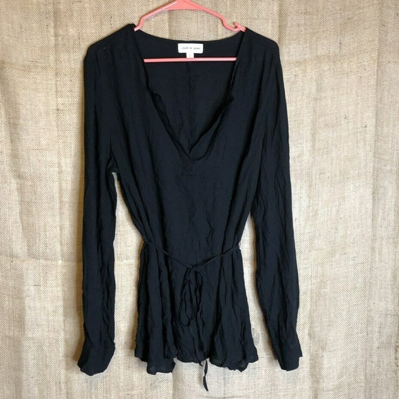 cloth & stone Tops - Cloth & Stone Black SZ L Long Sleeve Top V Neck